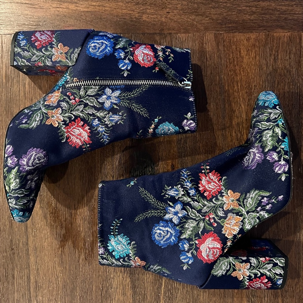 ZARA Basic Collection Floral Booties